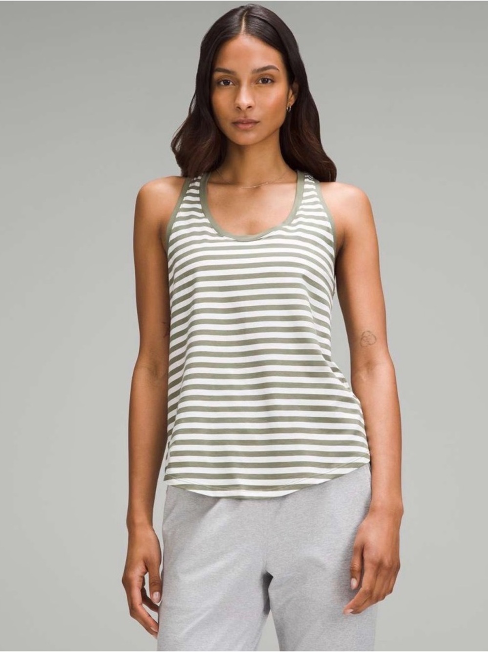 EUC Lululemon Love Tank Top True Stripe Burnside Green White